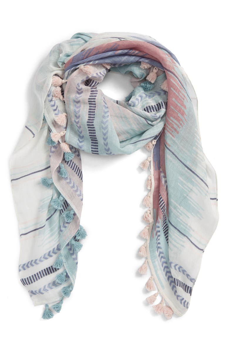 Caslon<sup>®</sup> Caslon Ikat Stripe Linen Blend Scarf, Alternate, color, 