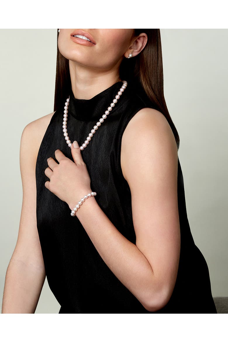 GIA Certified 9.0-9.5mm Japanese Akoya White Pearl Necklace - AAA Quality, Alternate, color, White Gold Clasp
