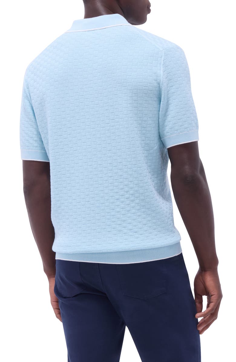 Bugatchi Tipped Contrast Collar Polo Sweater, Alternate, color, Ice