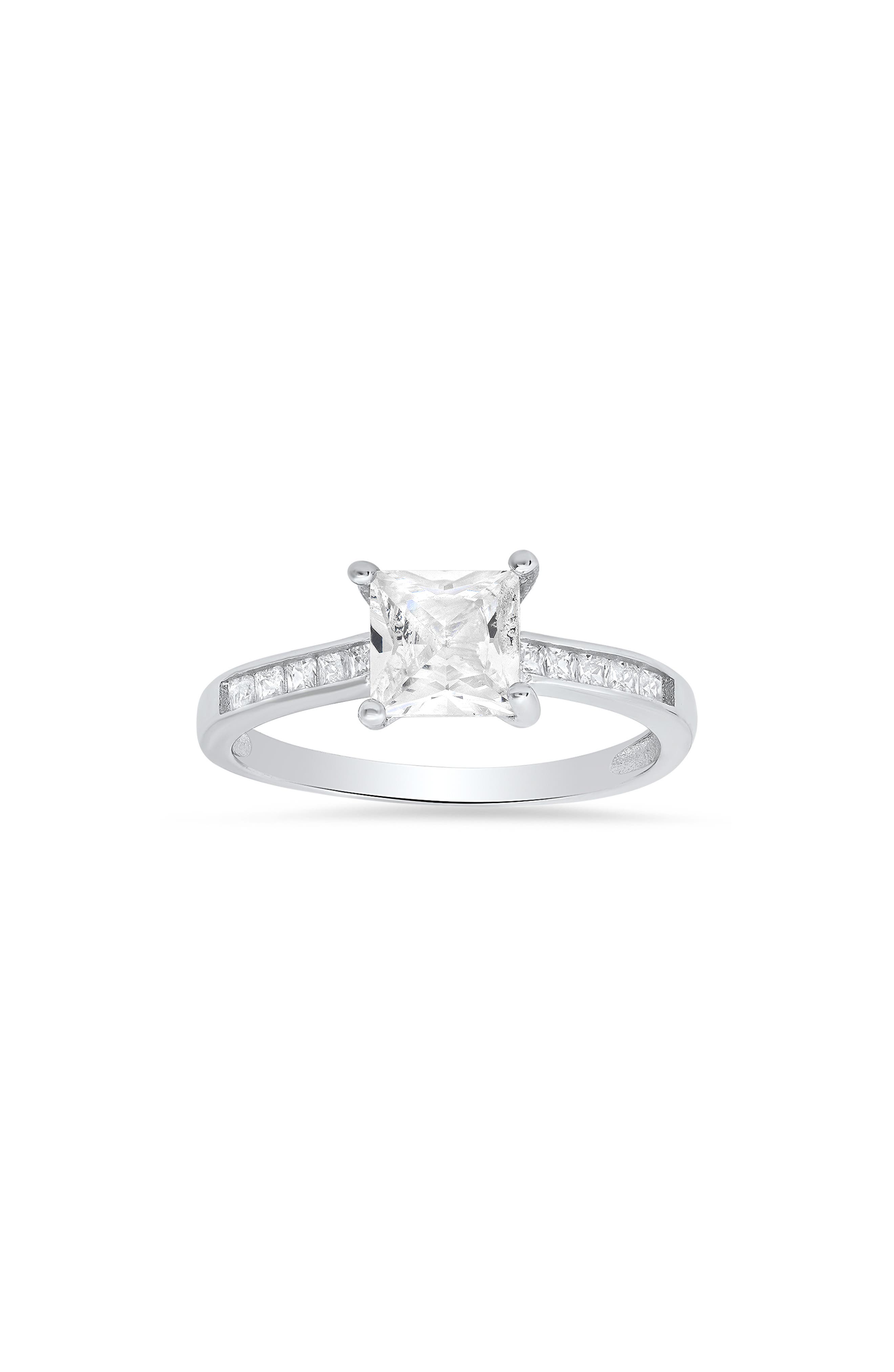 Queen Jewels Sterling Silver Princess Cut Cubic Zirconia Solitaire Ring
