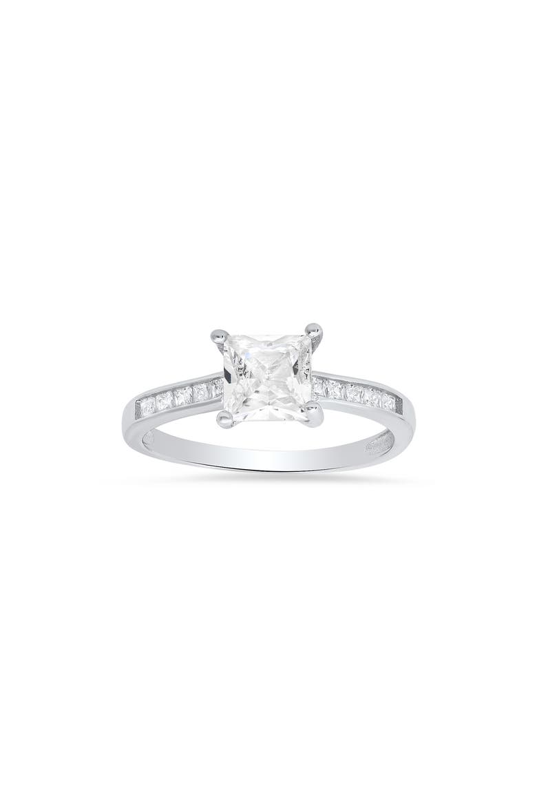 Sterling Silver Princess Cut Cubic Zirconia Solitaire Ring, Main, color, SILVER