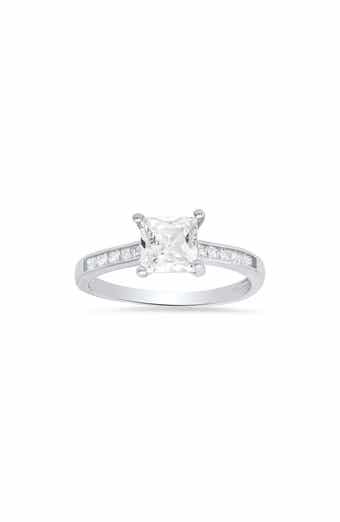 Sterling Silver Princess Cut Cubic Zirconia Solitaire Ring
