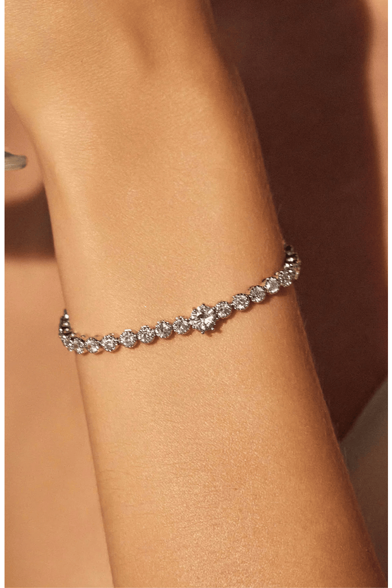 Celeste Tennis Necklace & Bracelet Set Gift Idea, Alternate, color, Silver