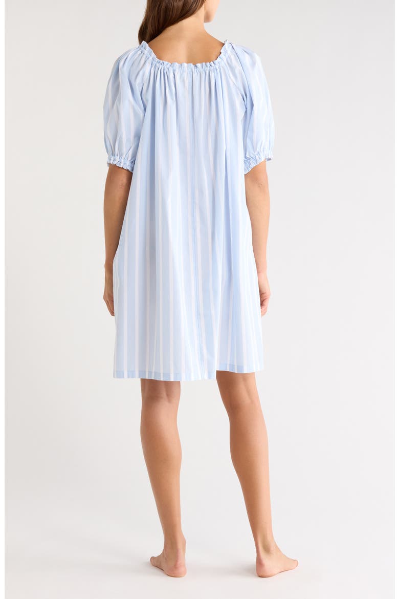 Tie Front Cotton Nightgown, Alternate, color, BLUE- WHITE SIMPLE STRIPE