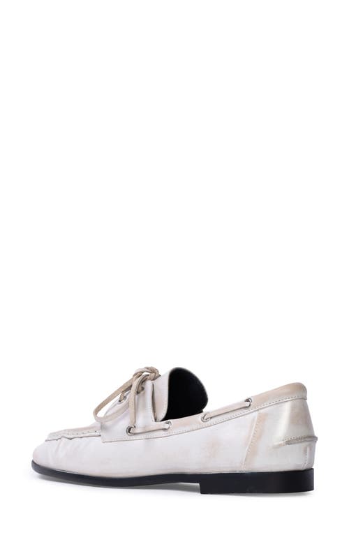 Black Suede Studio Leather Lace-up Boat Loafers In White Vintage
