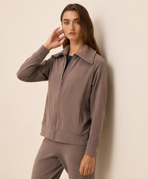 Pact Organic Cotton Cloudknit Zip Jacket In Brown