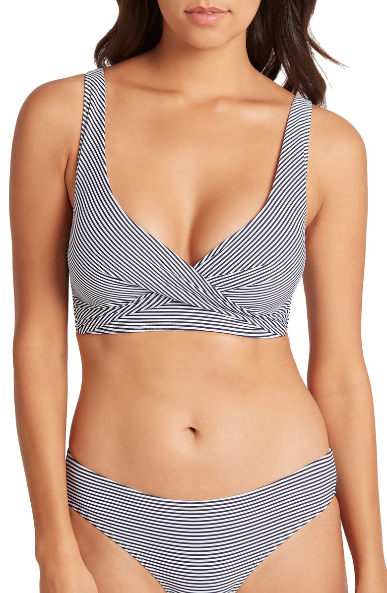 Sea Level Multifit Cross Front Bikini Top, Main, color,