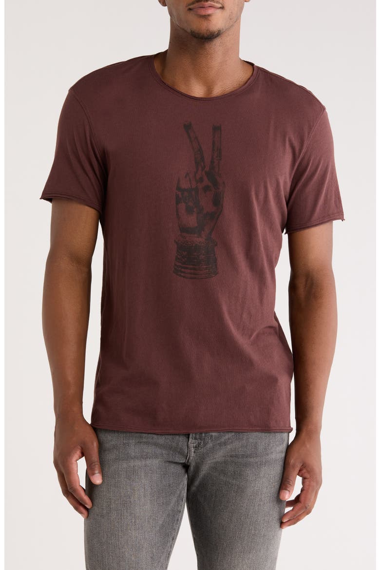 Royal Peace Raw Edge Cotton Graphic T-Shirt, Main, color, MERLOT