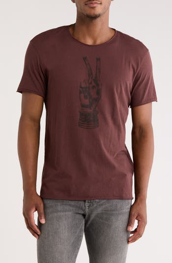 Royal Peace Raw Edge Cotton Graphic T-Shirt