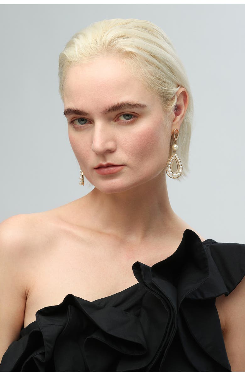 Classicharms Hollow Teardrop Dangle Earrings, Alternate, color, Gold