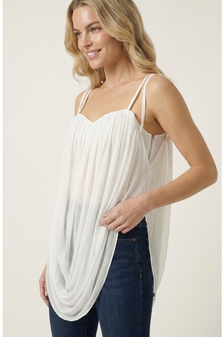 Draped Sweetheart Chiffon Camisole Top, Alternate, color, Ivory