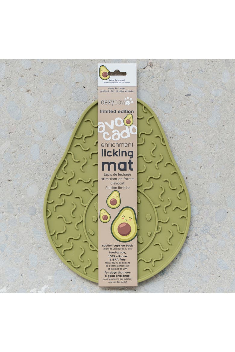 Enrichment Lick Mat, Grooved Dog Feeding Pad, Alternate, color, Green