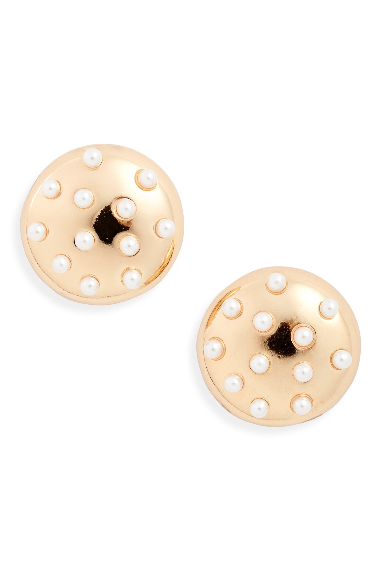 Open Edit Faux Pearl Button Stud Earrings (Women) | Nordstromrack