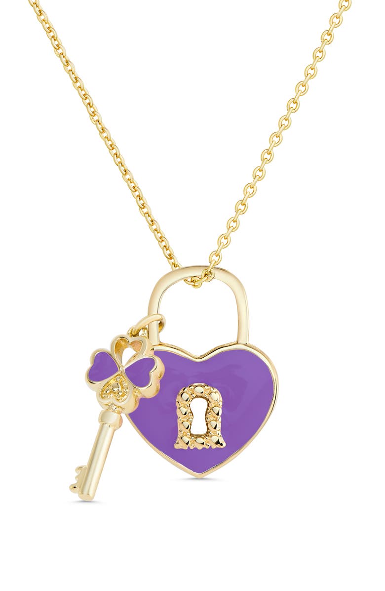 Lily Nily Heart Lock Pendant Necklace, Alternate, color, Gold