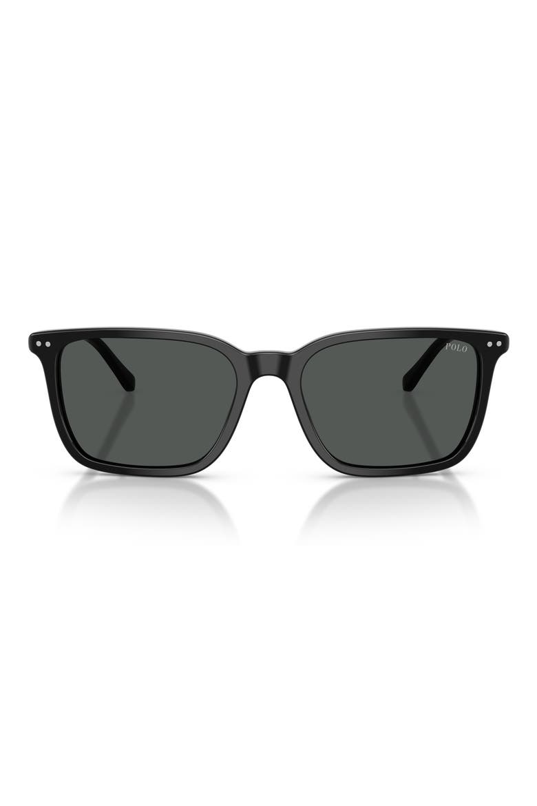 PH4226F 53mm Rectangle Sunglasses, Main, color, SHINY BLACK / DARK GREY