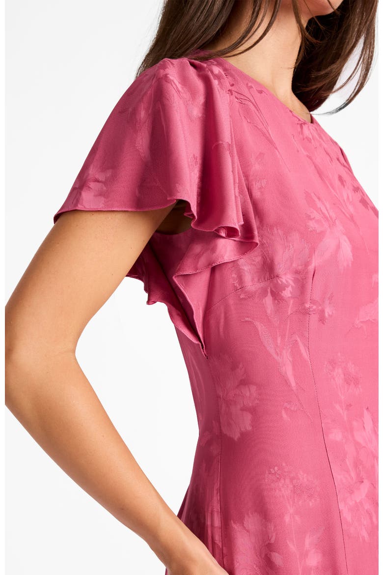 Grazia Flutter Sleeve Sheath Dress in Floral Jacquard, Alternate, color, CRUSHED BERRY