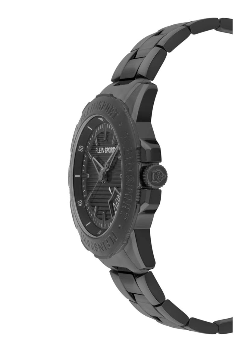 Rampage Three Hand Quartz Bracelet Watch, 44mm, Alternate, color, BLACK