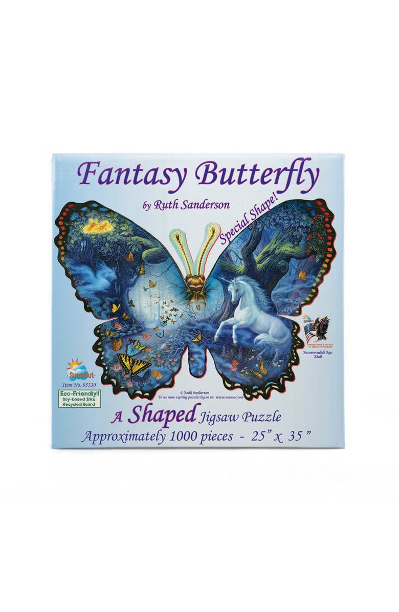 Sunsout Fantasy Butterfly 1000 piece Jigsaw Puzzle for Adults Special Shape, Alternate, color, Multicolor