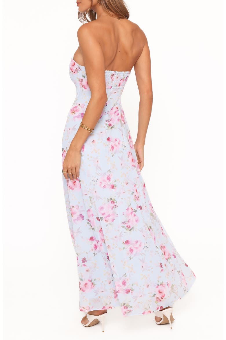 Vegas Print Strapless Maxi Dress, Alternate, color, BLUE FLORAL