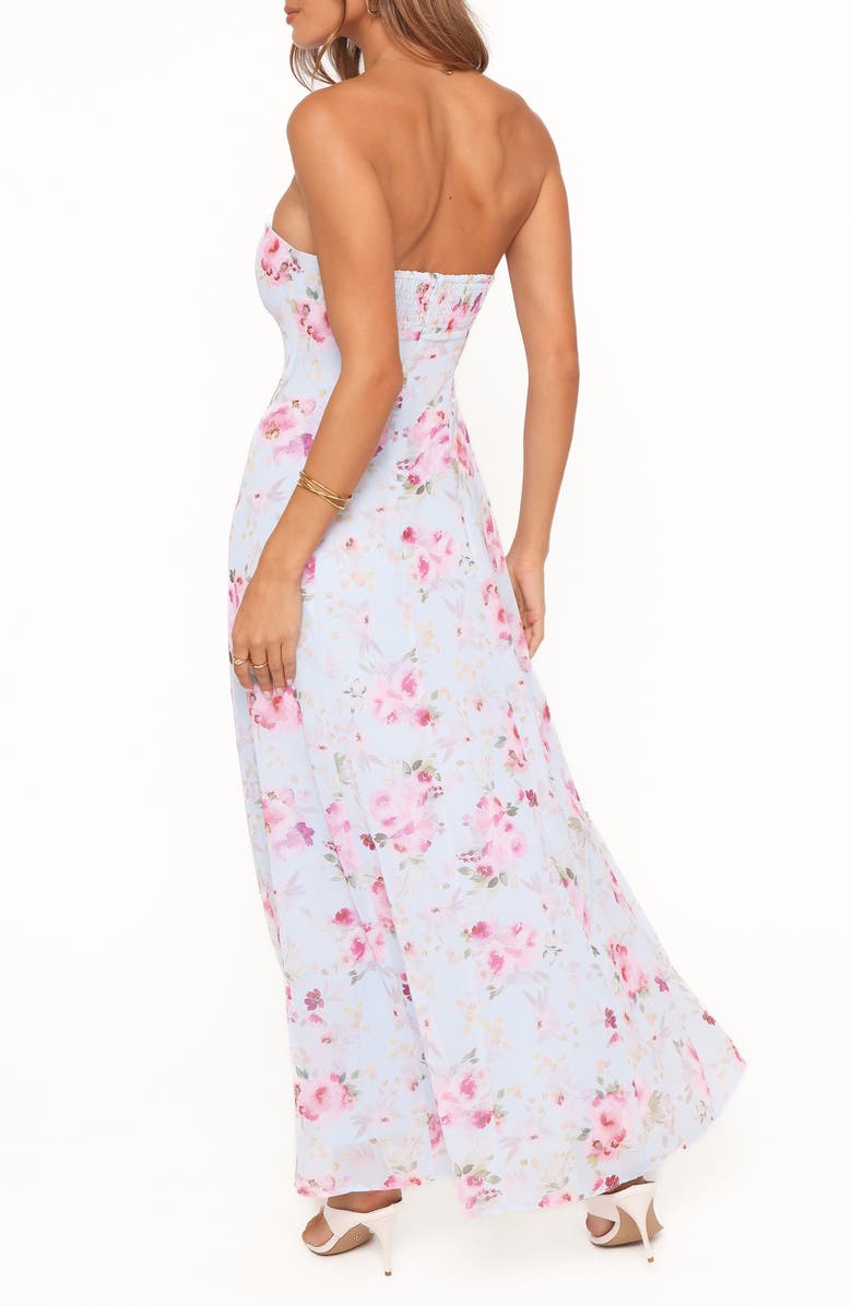 Petal & Pup Vegas Print Strapless Maxi Dress, Alternate, color, Blue Floral
