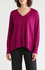 Eileen Fisher Organic Linen & Organic Cotton V-Neck Sweater