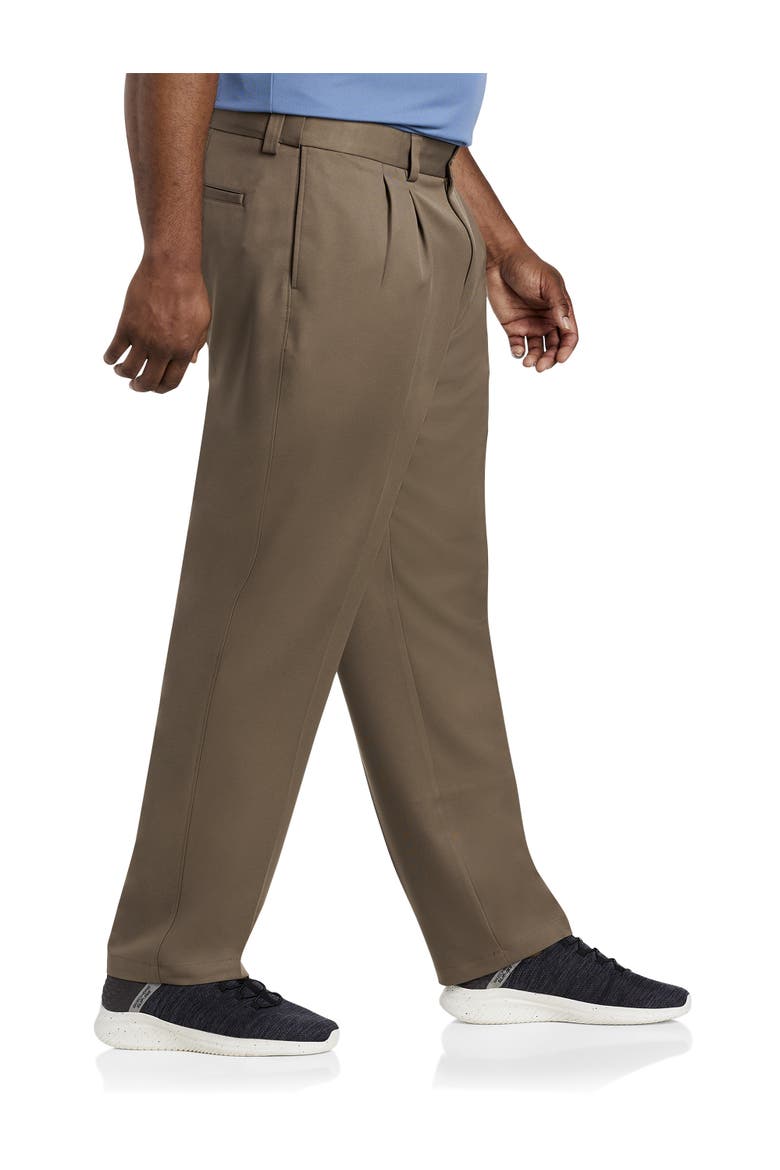Waist-Relaxer Pleated Microfiber Pants, Alternate, color, DARK TAUPE