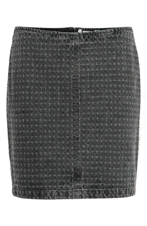 Ichi Faded Denim A-line Skirt In Washed Black