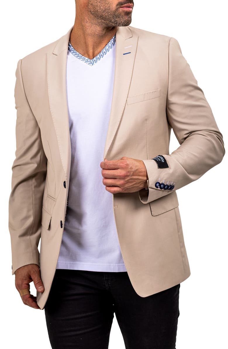 Maceoo Descartes Marthyr0004 Brown Stretch Peak Lapel Blazer, Alternate, color, Brown