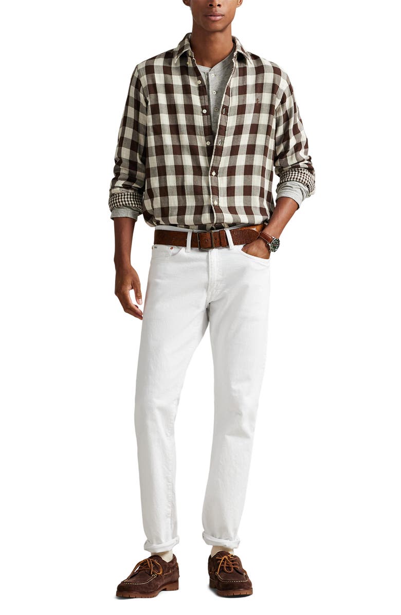 Polo Ralph Lauren Classic Fit Check Cotton Twill Button-Down Shirt, Alternate, color, Cream/ Brown