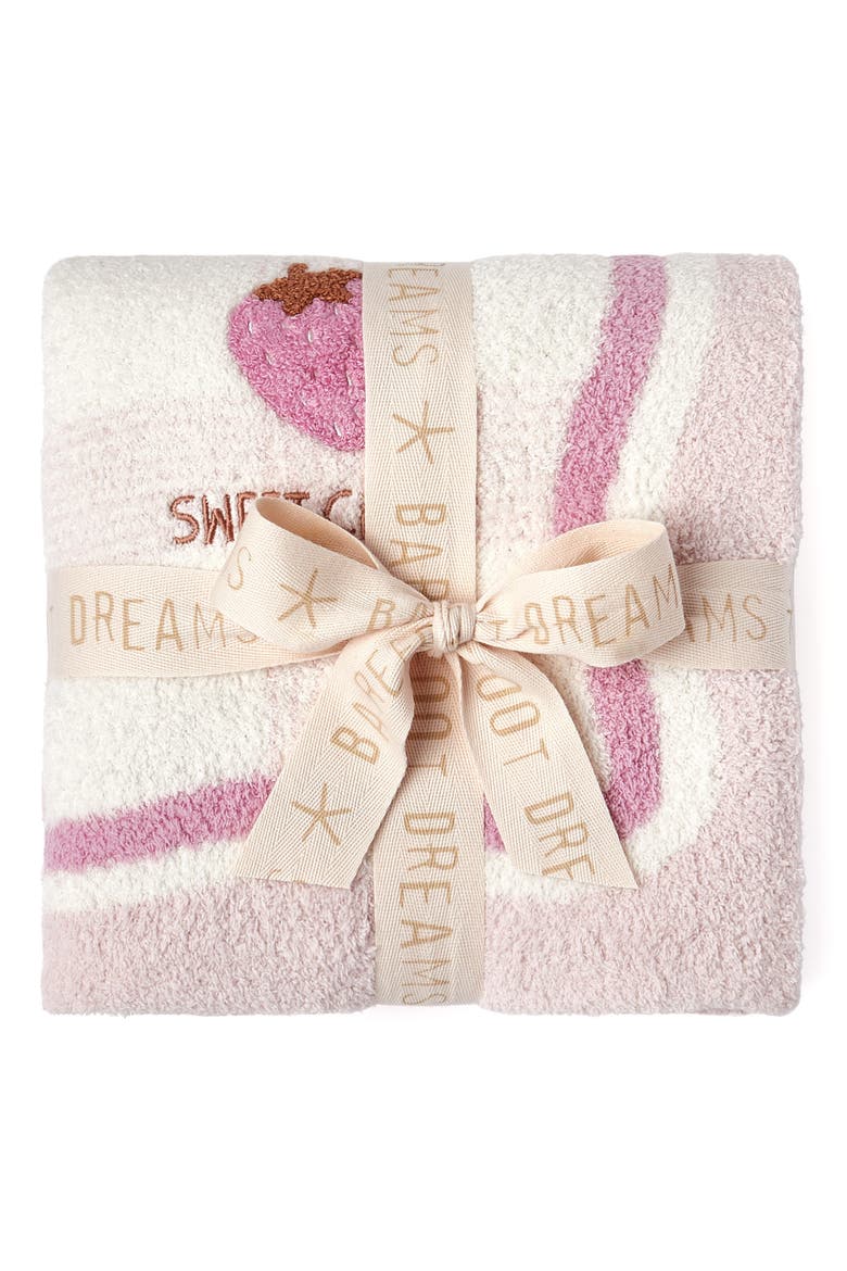 CozyChic® Strawberry Stroller Blanket, Main, color, PINK SAND MULTI