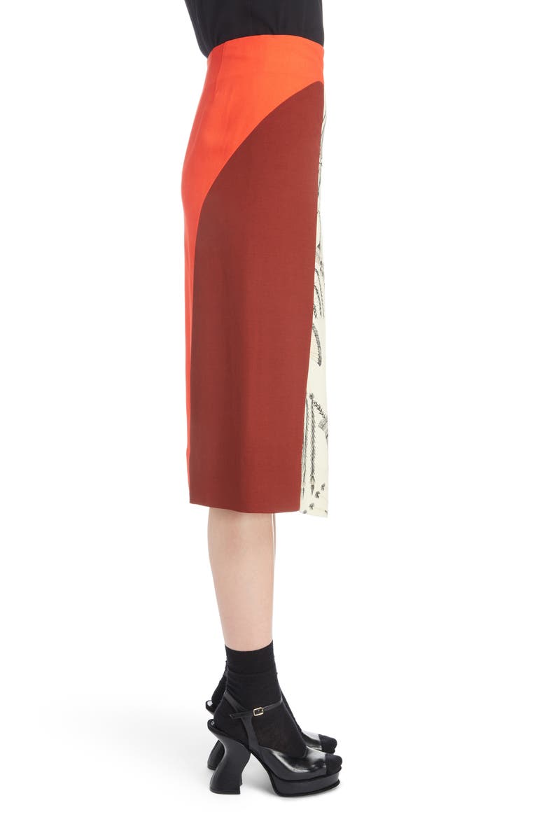 Asymmetrical Colorblock Print Skirt, Alternate, color, ECRU