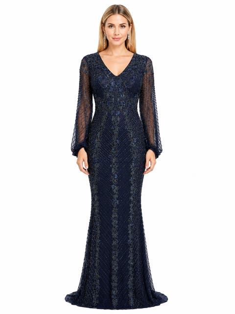 Beaded Faux-Wrap V-Neck Bridal Gown