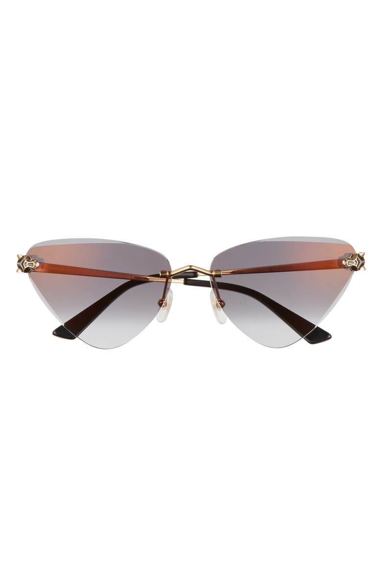 Cartier 62mm Gradient Oversize Cat Eye Sunglasses, Main, color, Gold