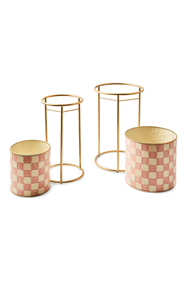 Rosy Check It Out Set of 2 Planters & Stands, Alternate, color, ROSY