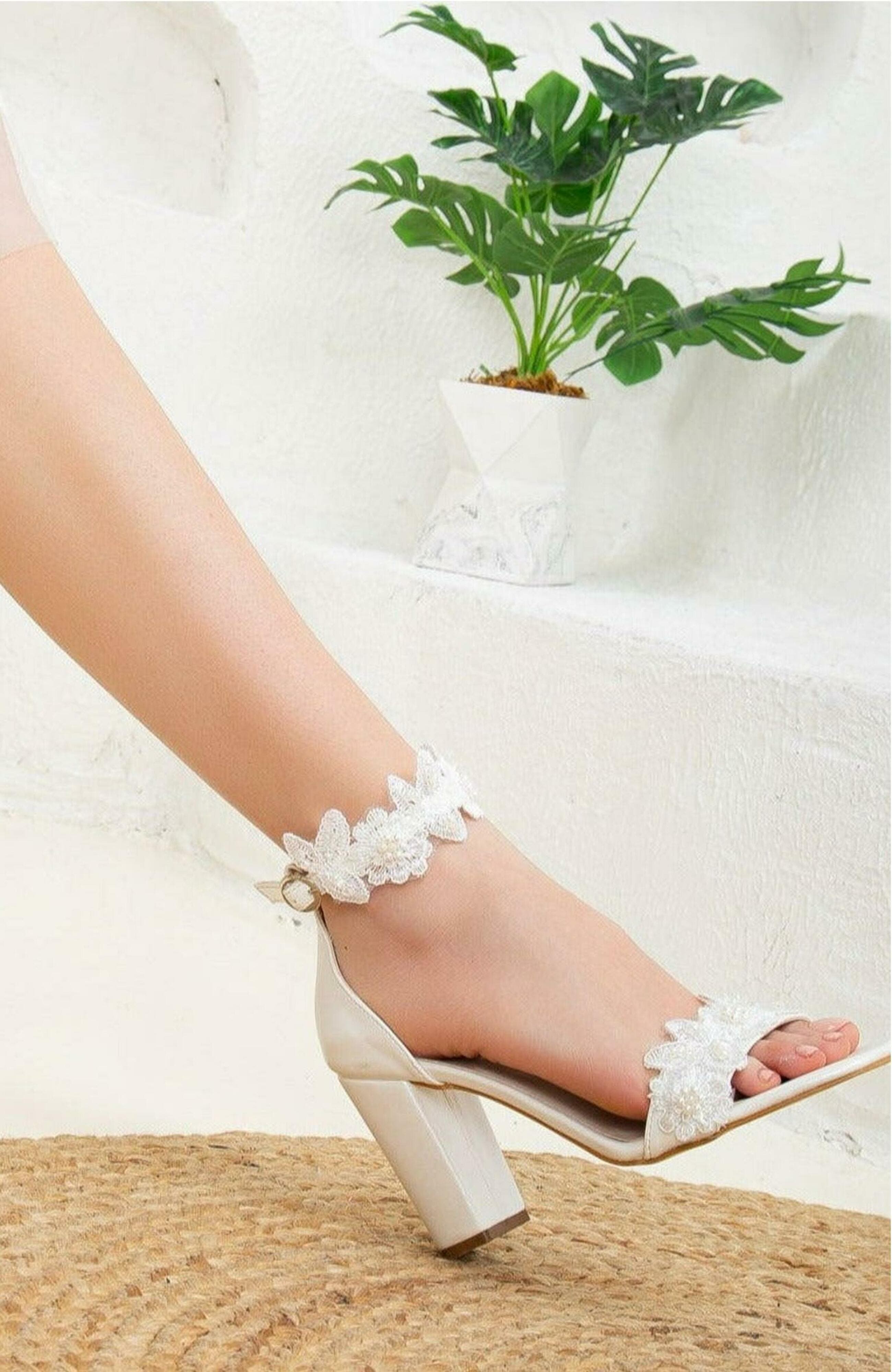 Forever & Always Shoes Dede Lace Bridal Heeled Sandals, Alternate, color, Ivory