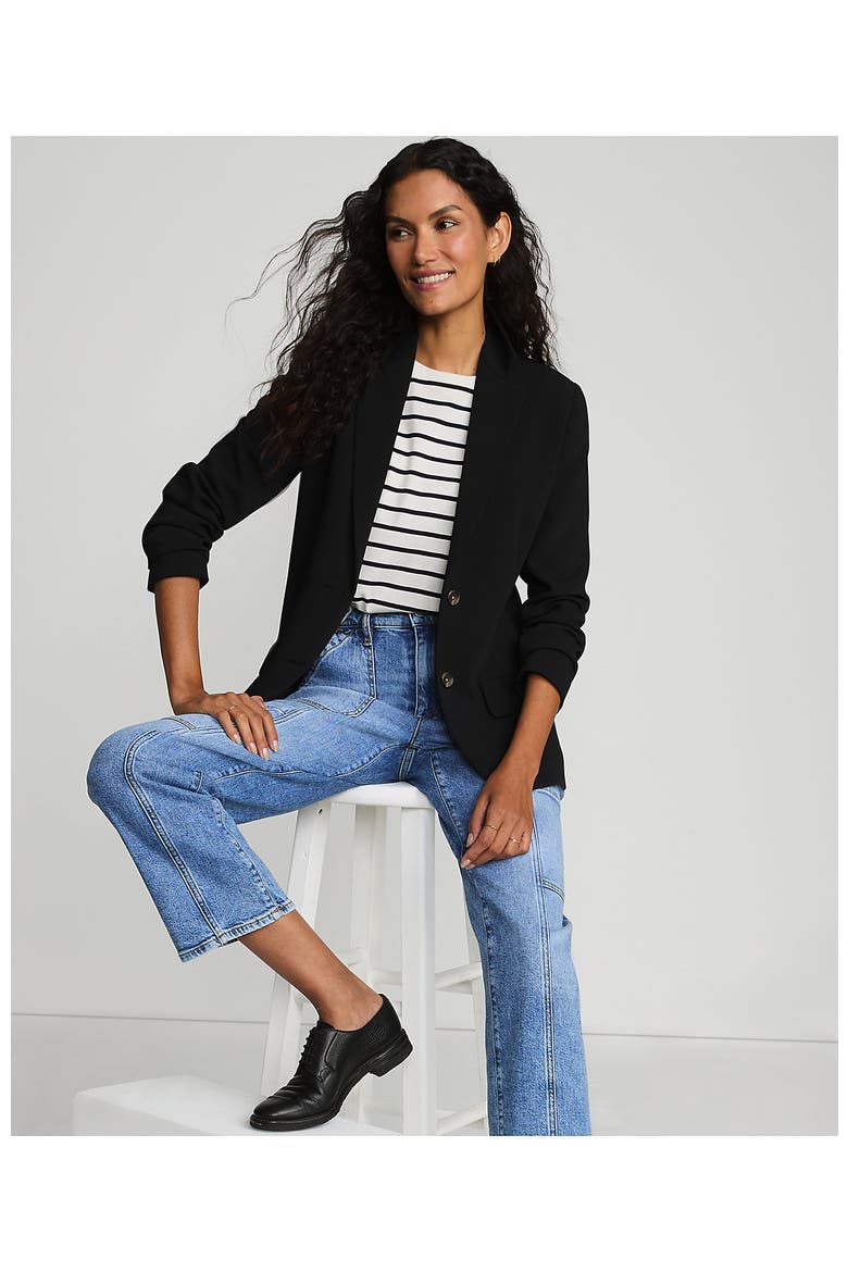 Crepe Blazer, Alternate, color, Black