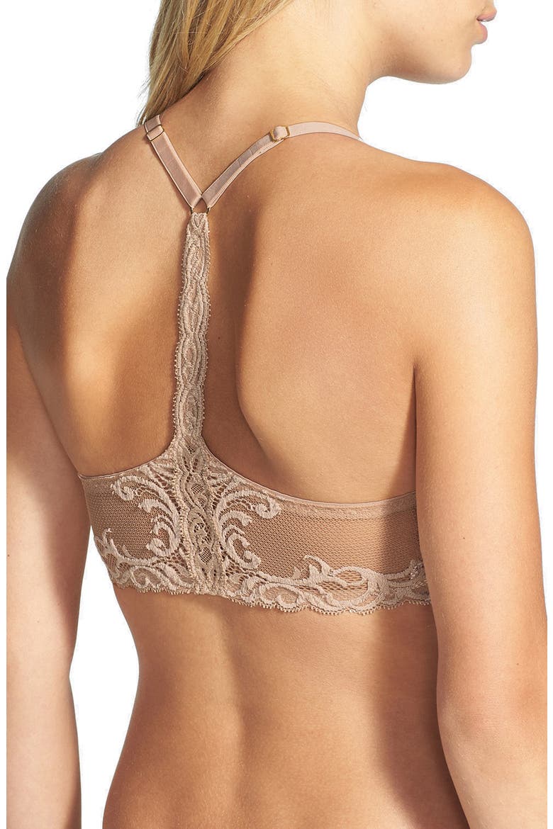 Feathers T-Back Bra, Main, color, CAFE