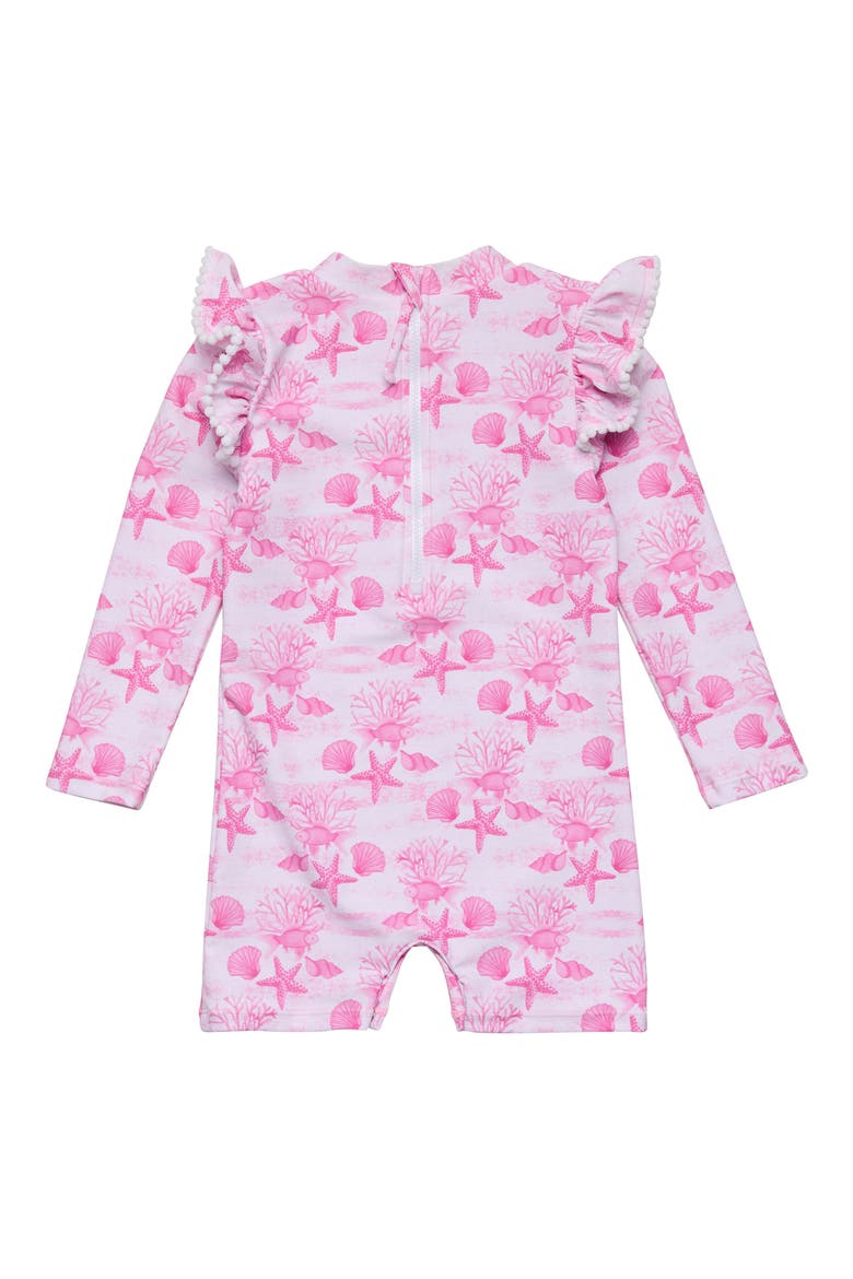 Pink Lagoon Long Sleeve UPF 50+ One-Piece Rashguard Swismuit, Alternate, color, PINK
