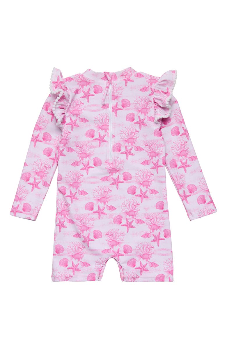 Snapper Rock Pink Lagoon Long Sleeve UPF 50+ One-Piece Rashguard Swismuit, Alternate, color, Pink