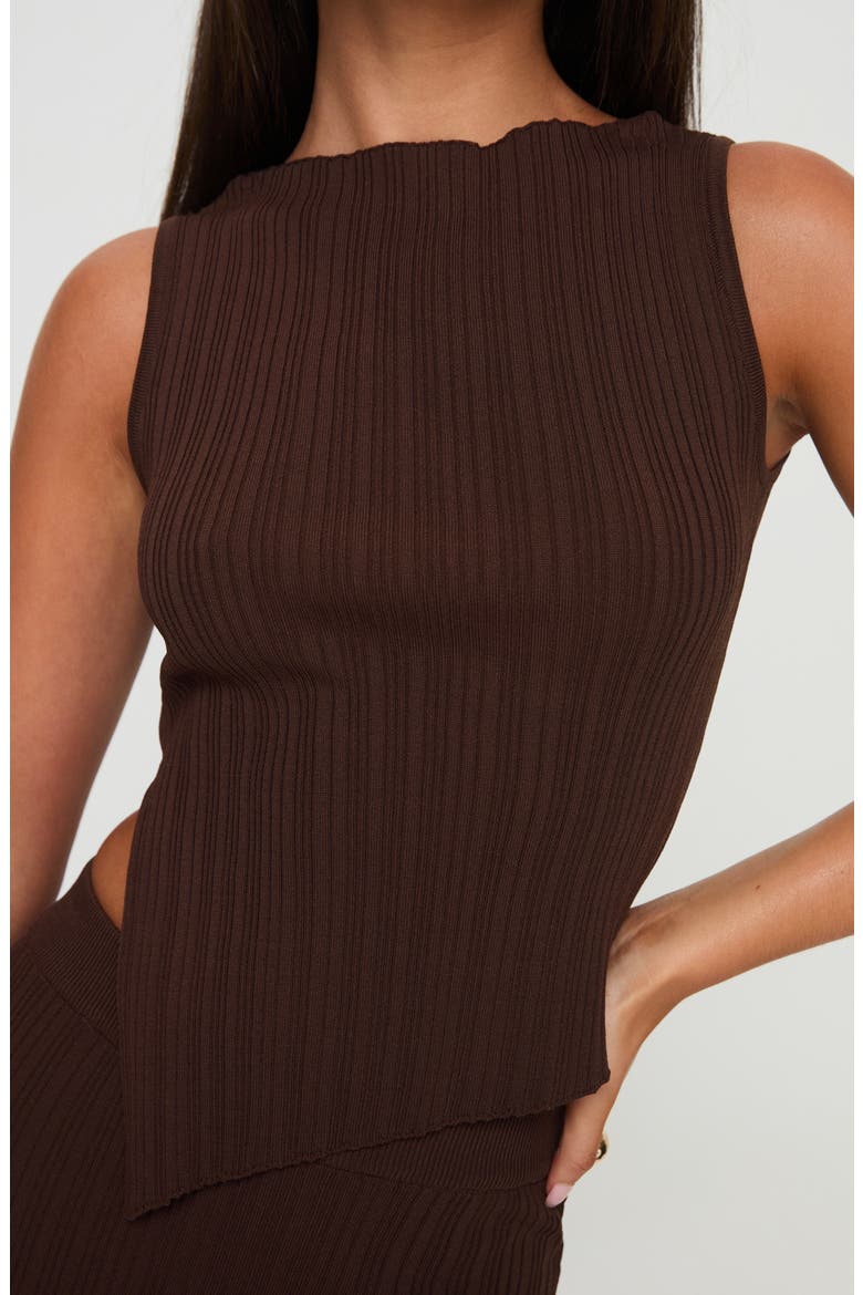Basile Rib Sleeveless Two-Piece Dress, Alternate, color, BROWN