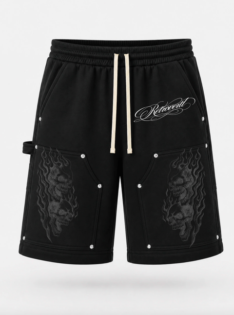 Flame Skull Shorts
