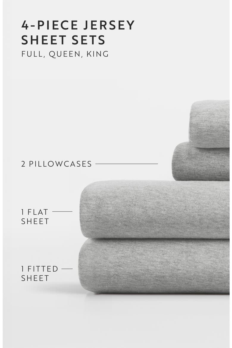 4-Piece Cotton Jersey Sheet Set, Alternate, color, LIGHT GRAY
