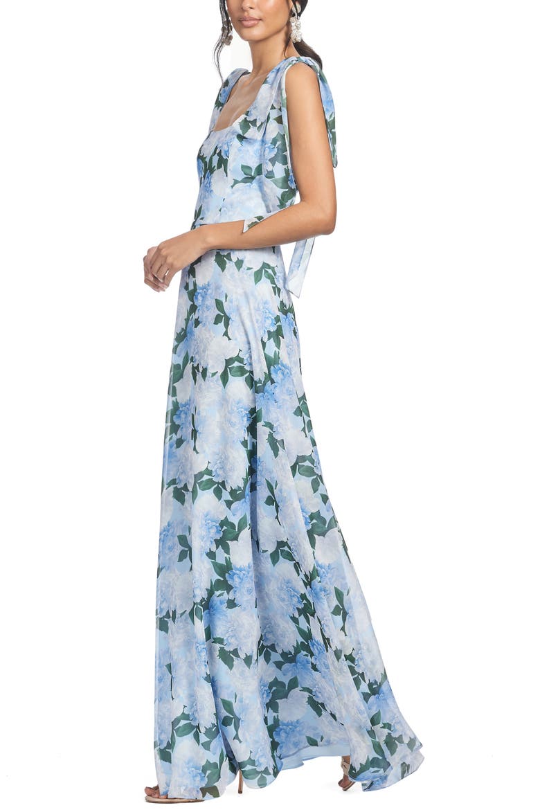 Pearl Floral Chiffon Maxi Cocktail Dress, Alternate, color, GLACIAL PEONIES