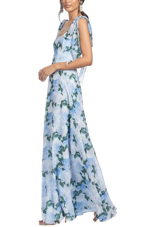 Sachin & Babi Pearl Floral Chiffon Maxi Cocktail Dress In Glacial Peonies
