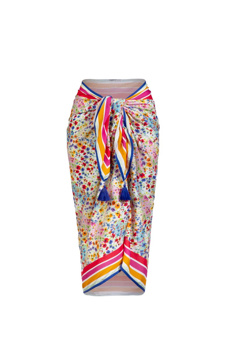 Melanie Border Print Pareo Cover-Up, Alternate, color, Wildflower Patch