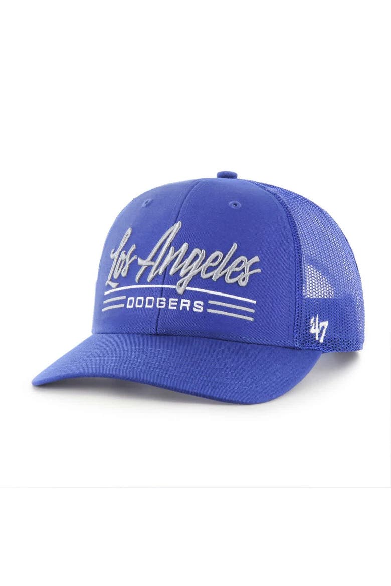 Men's '47 Royal Los Angeles Dodgers Garner Trucker Adjustable Hat, Main, color, Royal