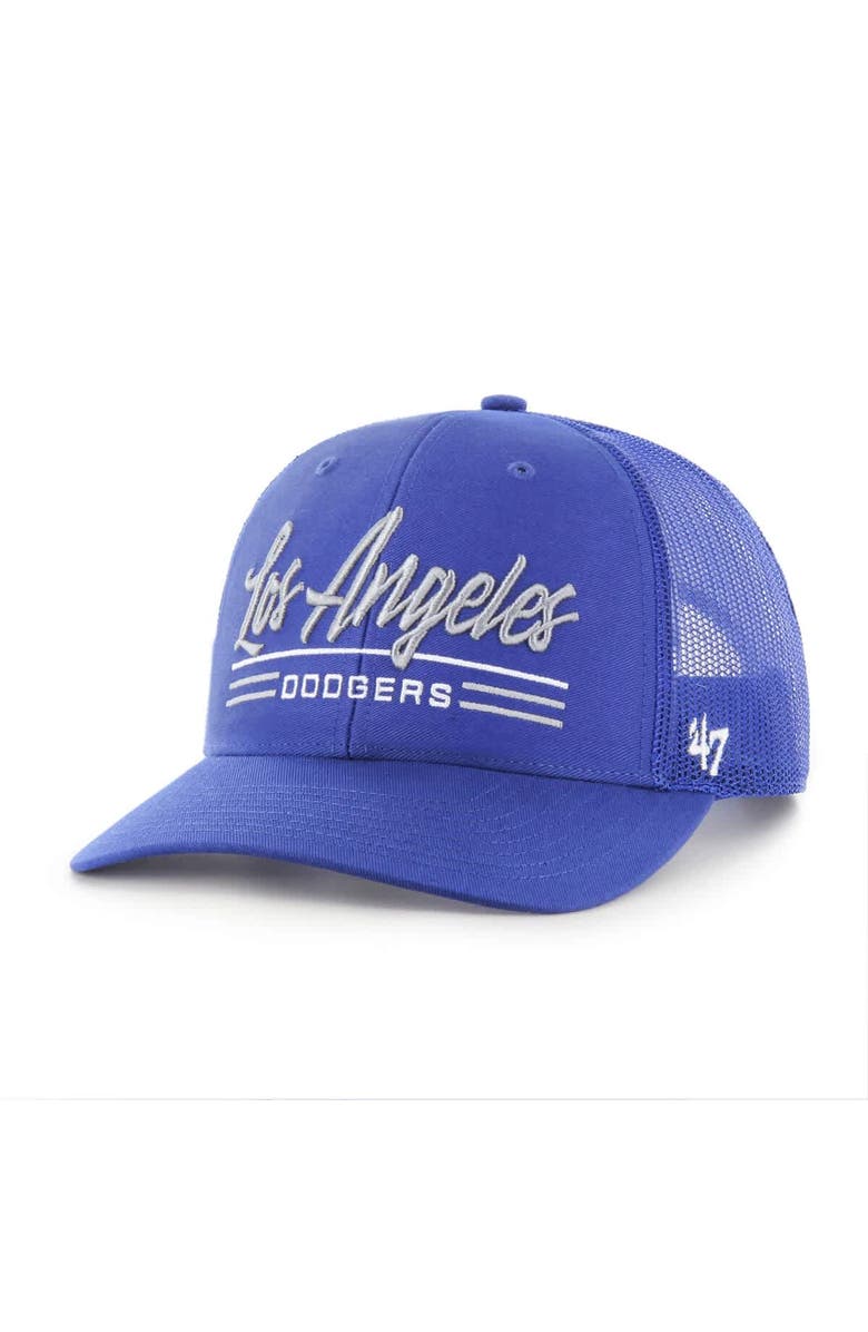 '47 Men's '47 Royal Los Angeles Dodgers Garner Trucker Adjustable Hat, Main, color, Royal