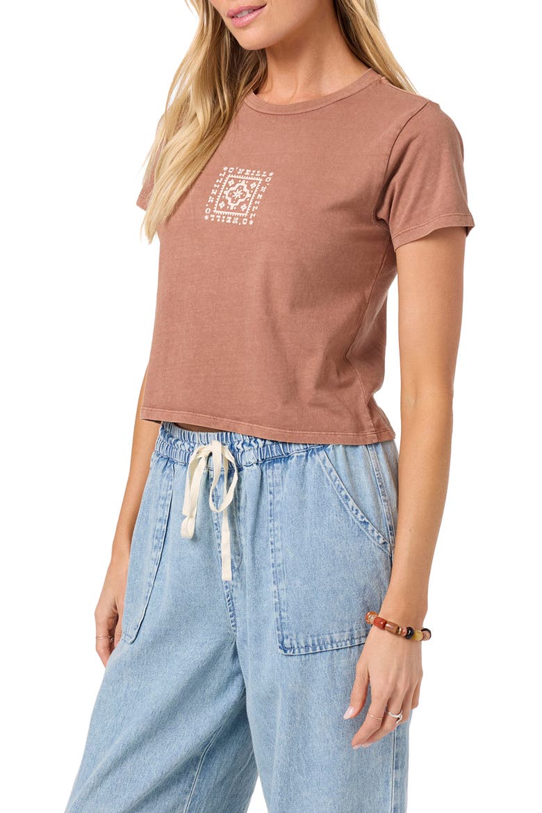 Radiant Cotton Crop Graphic T-Shirt, Alternate, color, CAROB BROWN