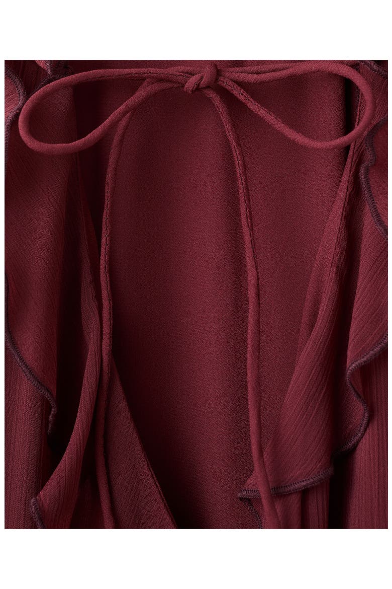 Ruffle Detail Long Sleeve Dress, Alternate, color, BURGUNDY