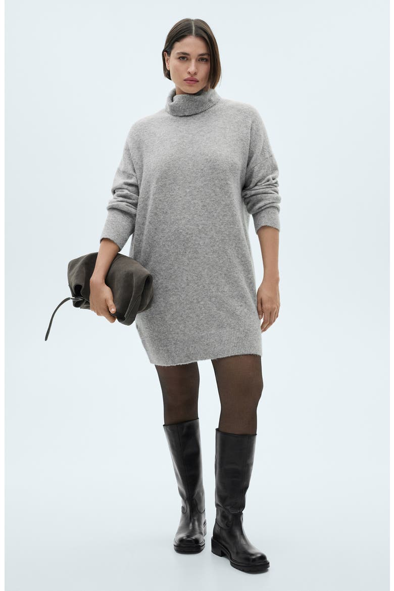 Taldote Long Sleeve Turtleneck Sweater Dress, Alternate, color, MEDIUM HEATHER GREY